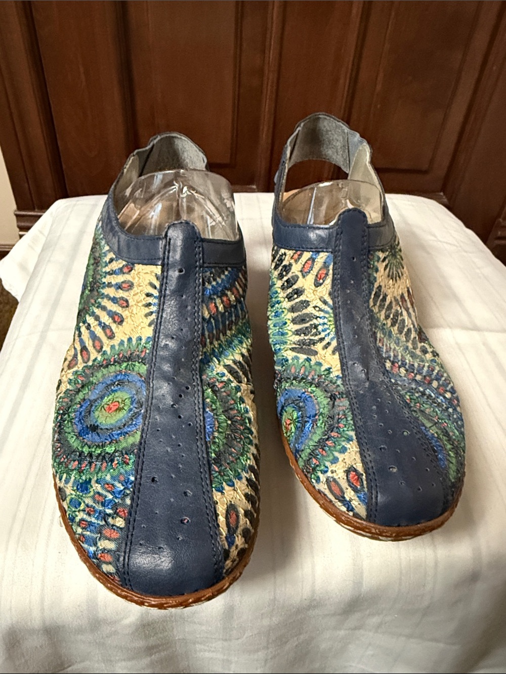 Rieker Antistress Multicolor Embroidered Slip-On with Brown Sole